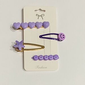 Purple Y2K Hair Clip Set ( 4 - Piece)